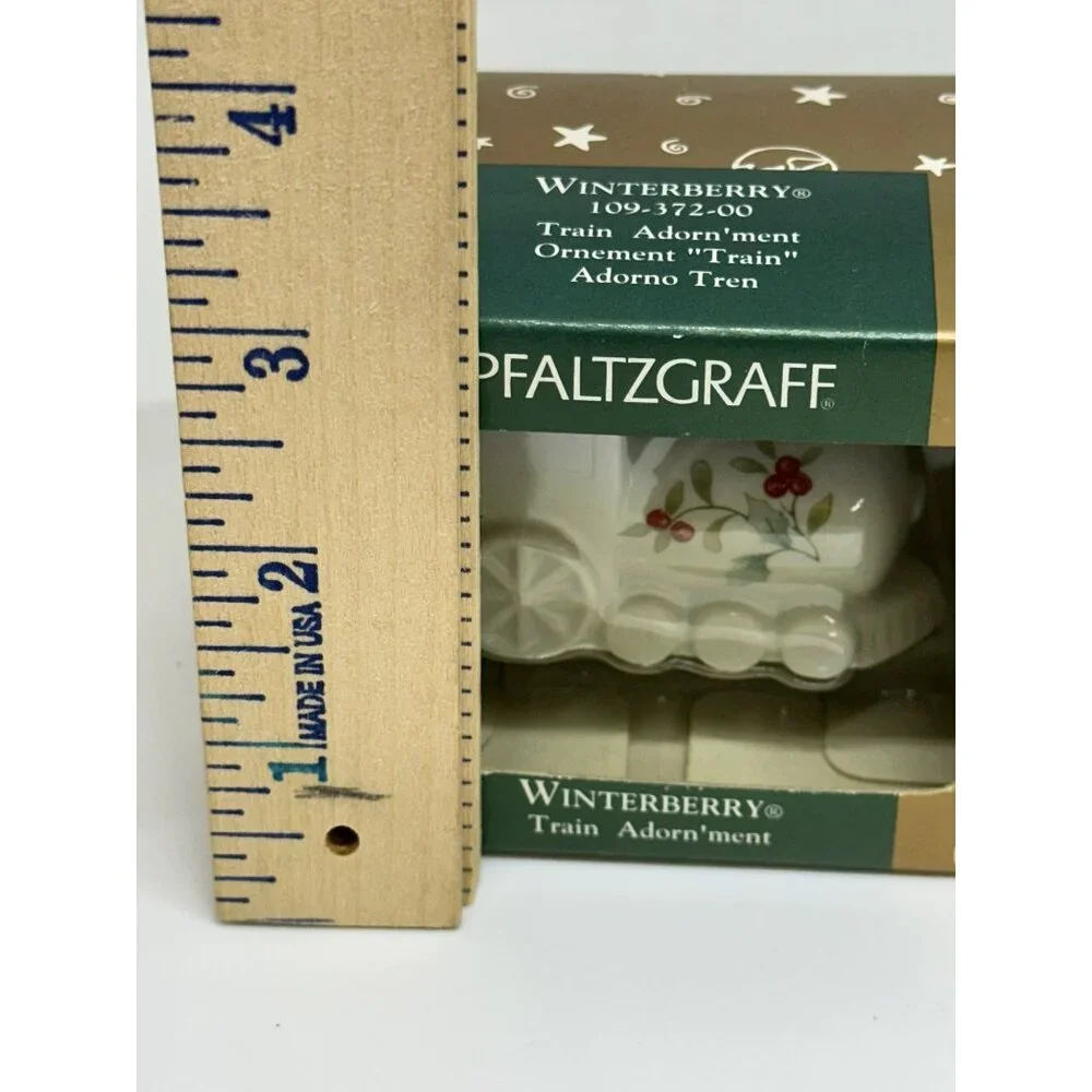 VTG 1999 Pfaltzgraff‎ Winterberry Train Ornament NIB Christmas Holiday Decor